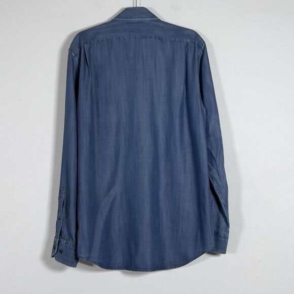 Hagen Carmel CA Chambray Denim Button Up Shirt Mens Sz L Blue Long Sleeve - Picture 4 of 10